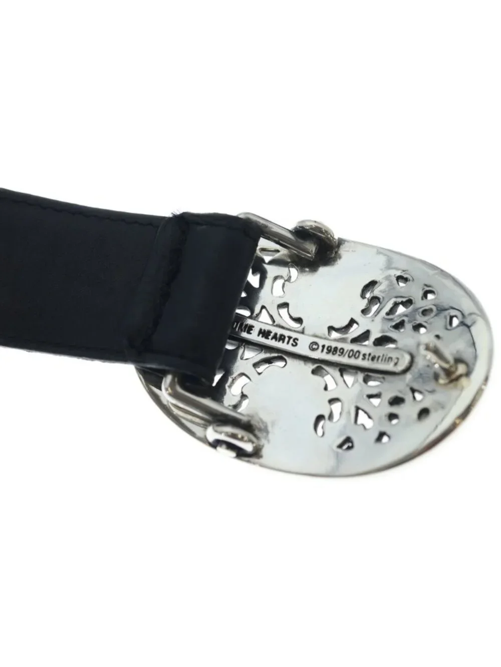 Chrome Hearts Buckle Oval Cross Leather Strap Integrated Shape Silver Belt